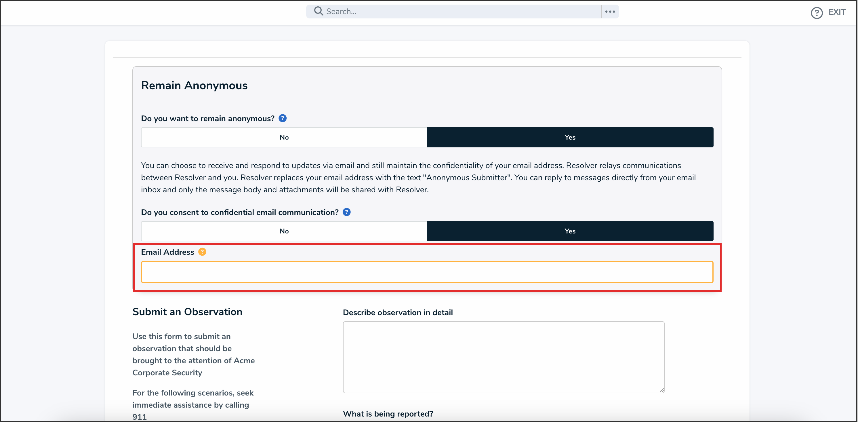 Email Address Field
